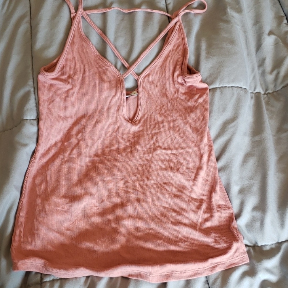Blush colored, tank top, front crisscross